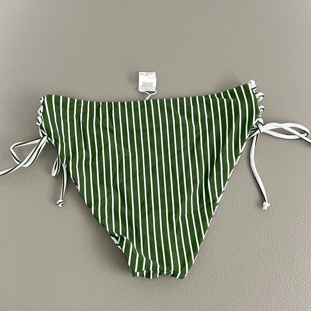 Cupshe Striped Reversible Bikini Bottom Swimsuit Set NWT Size Medium Green White - Picture 6 of 12